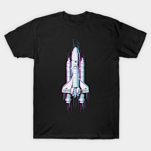 Rocket Spaceship Glitched T-Shirt